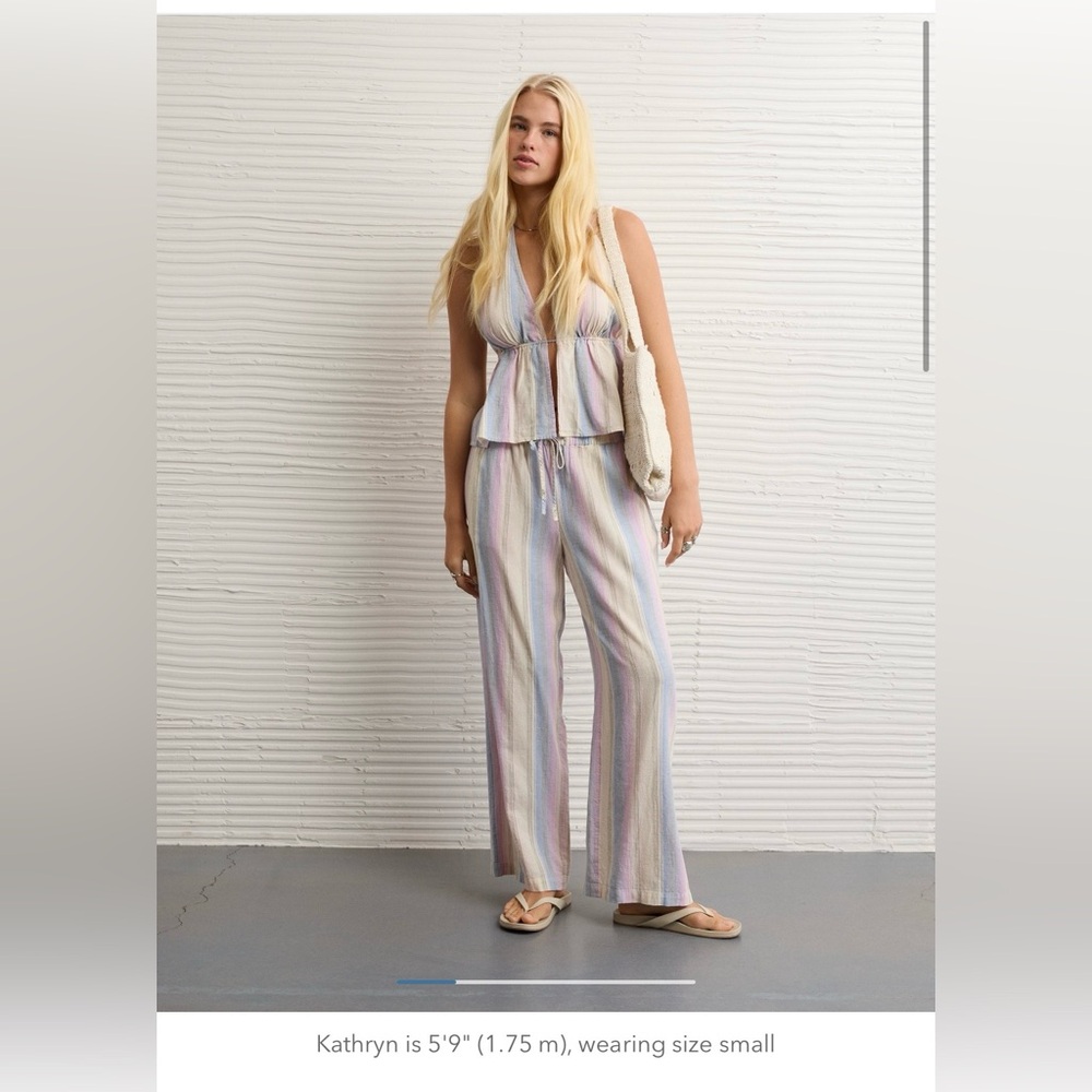 BNWT AE High-Waisted Linen-Blend Pant